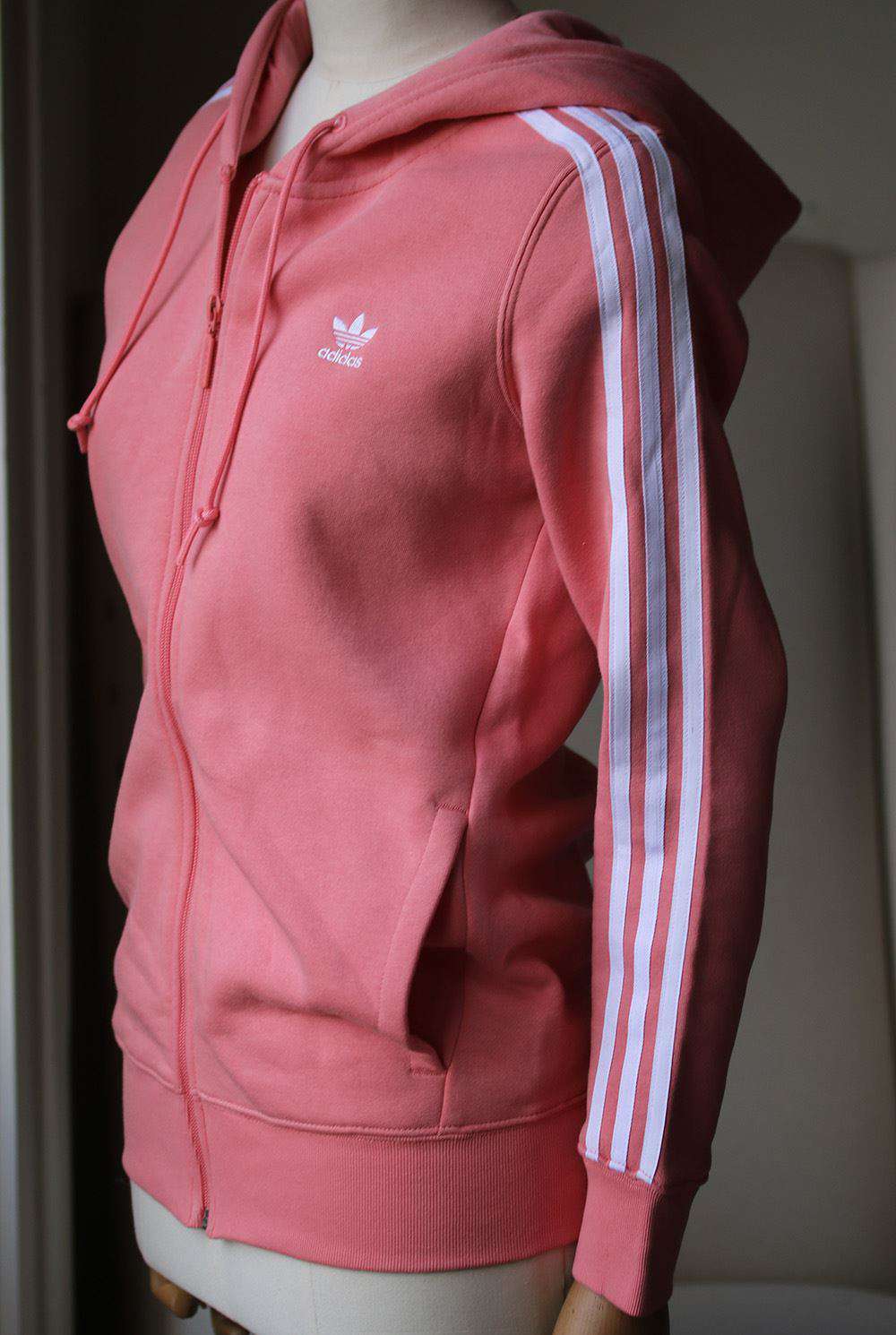ADIDAS ORIGINALS 3 STRIPE ZIP UP HOODIE SMALL - Image 2
