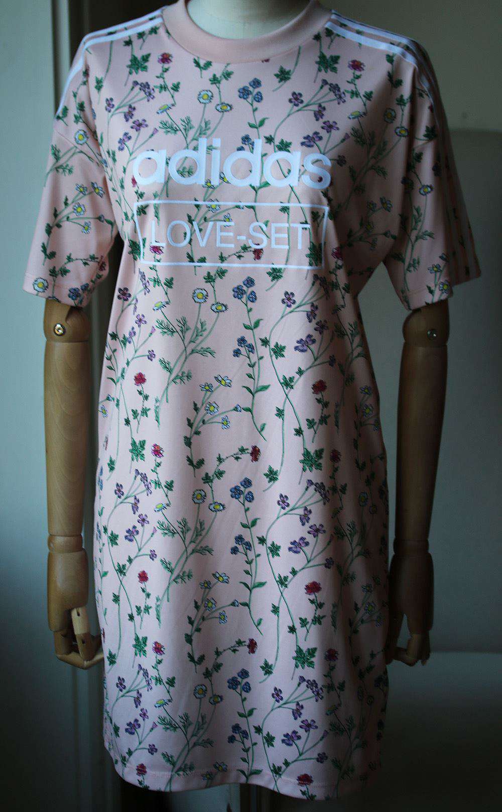 ADIDAS ORIGINALS FLORAL PRINT T-SHIRT DRESS UK 6 - Image 3