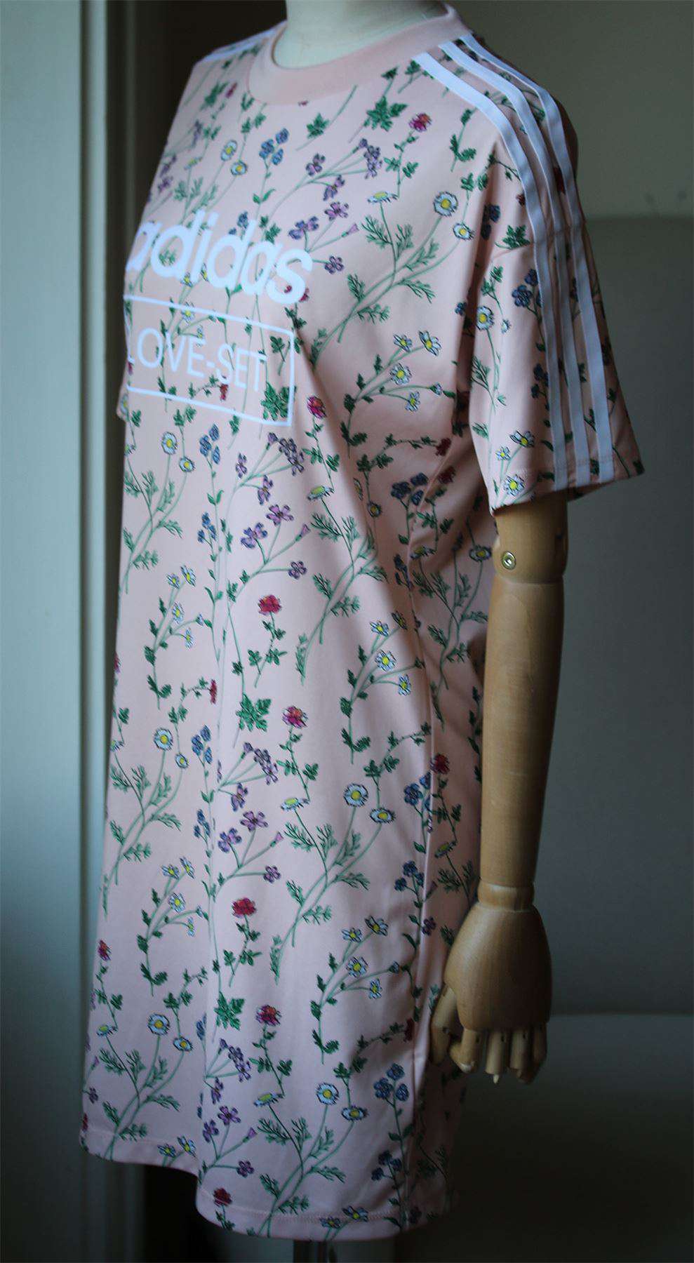 ADIDAS ORIGINALS FLORAL PRINT T-SHIRT DRESS UK 6 - Image 4