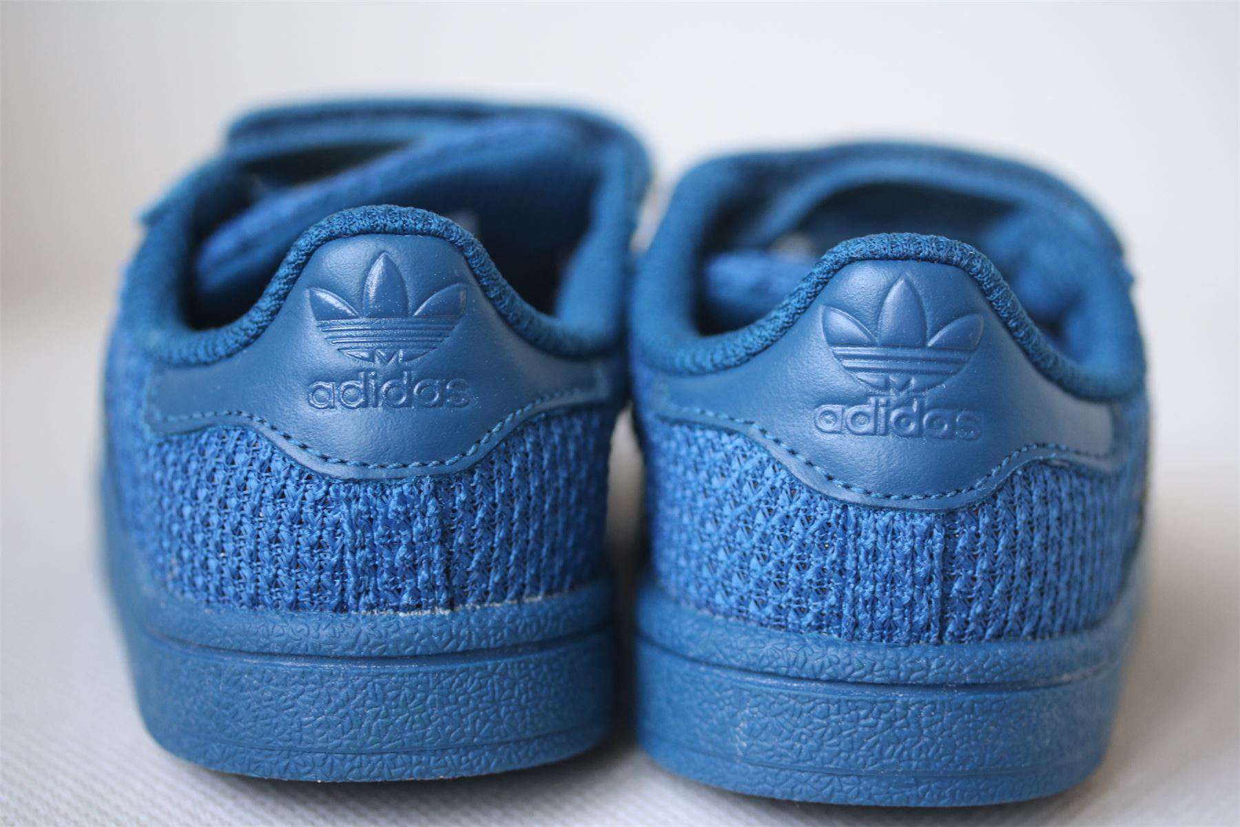 ADIDAS ORIGINALS SUPERSTAR KIDS BLUE WEAVE TRAINERS EU 22 UK 5.5 - Image 3