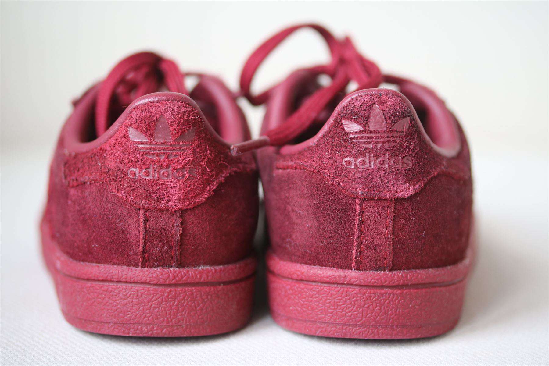 ADIDAS ORIGINALS SUPERSTAR KIDS RED SUEDE TRAINERS EU 23 UK 6 - Image 3