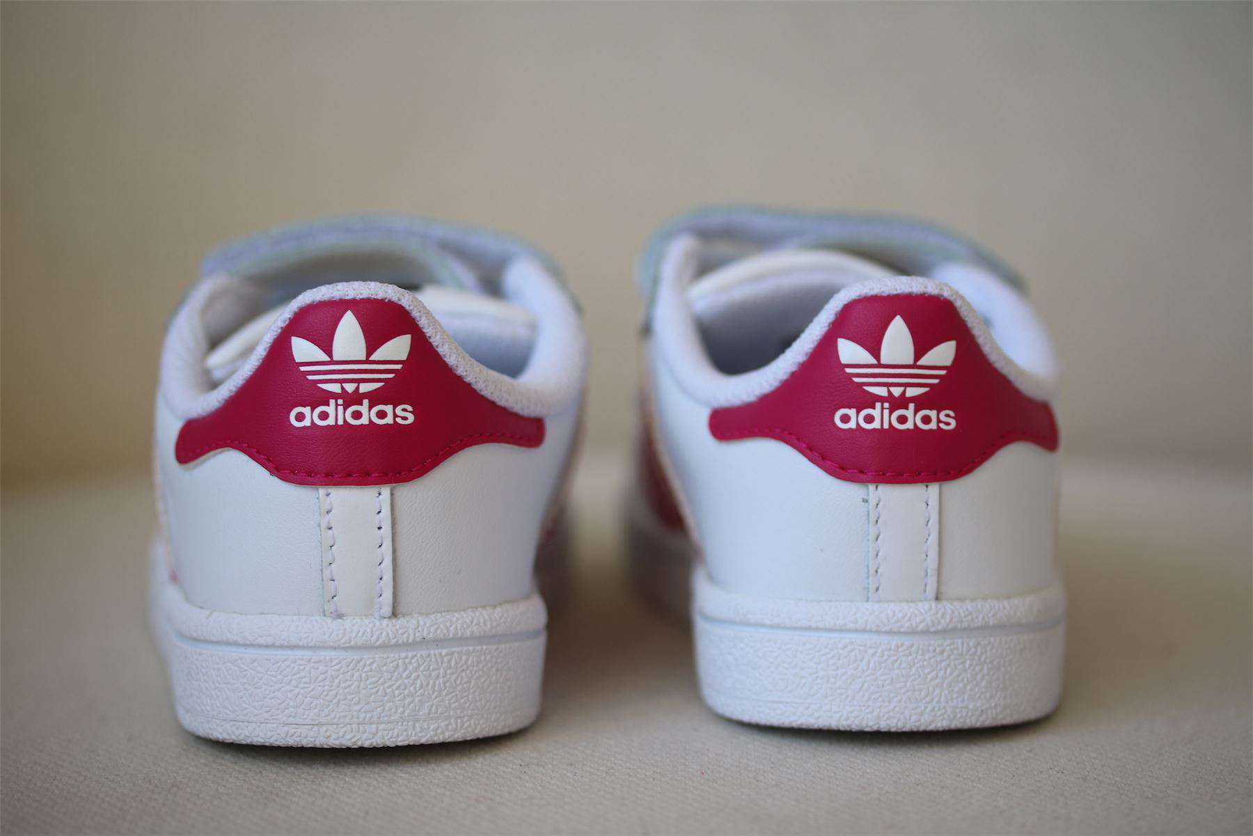 ADIDAS ORIGINALS SUPERSTAR KIDS WHITE & PINK VELCRO TRAINERS EU 25 UK 7.5K US 8K - Image 3