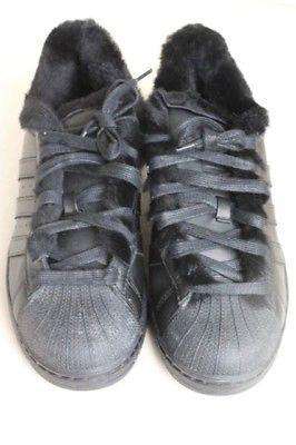 ADIDAS ORIGINALS SUPERSTARS BLACK CUSTOMISED FUR LINED TRAINERS SNEAKERS UK 5 - Image 3