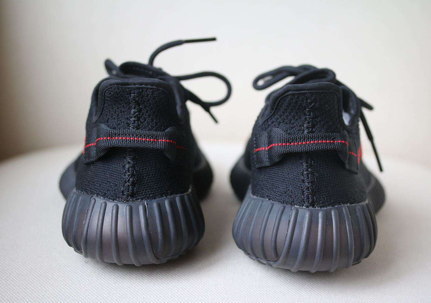 ADIDAS YEEZY BOOST 350 V2 BLACK RED SNEAKERS UK 9 US 9.5 FR 43 - Image 4