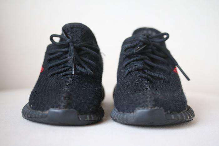 ADIDAS YEEZY KIDS BOOST 350 CORE BLACK RED TRAINERS EU 23.5 UK 6.5 - Image 2