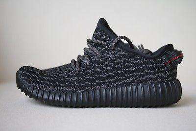 ADIDAS YEEZY KIDS BOOST 350 PIRATE BLACK TRAINERS EU 27 UK 9.5K - Image 4
