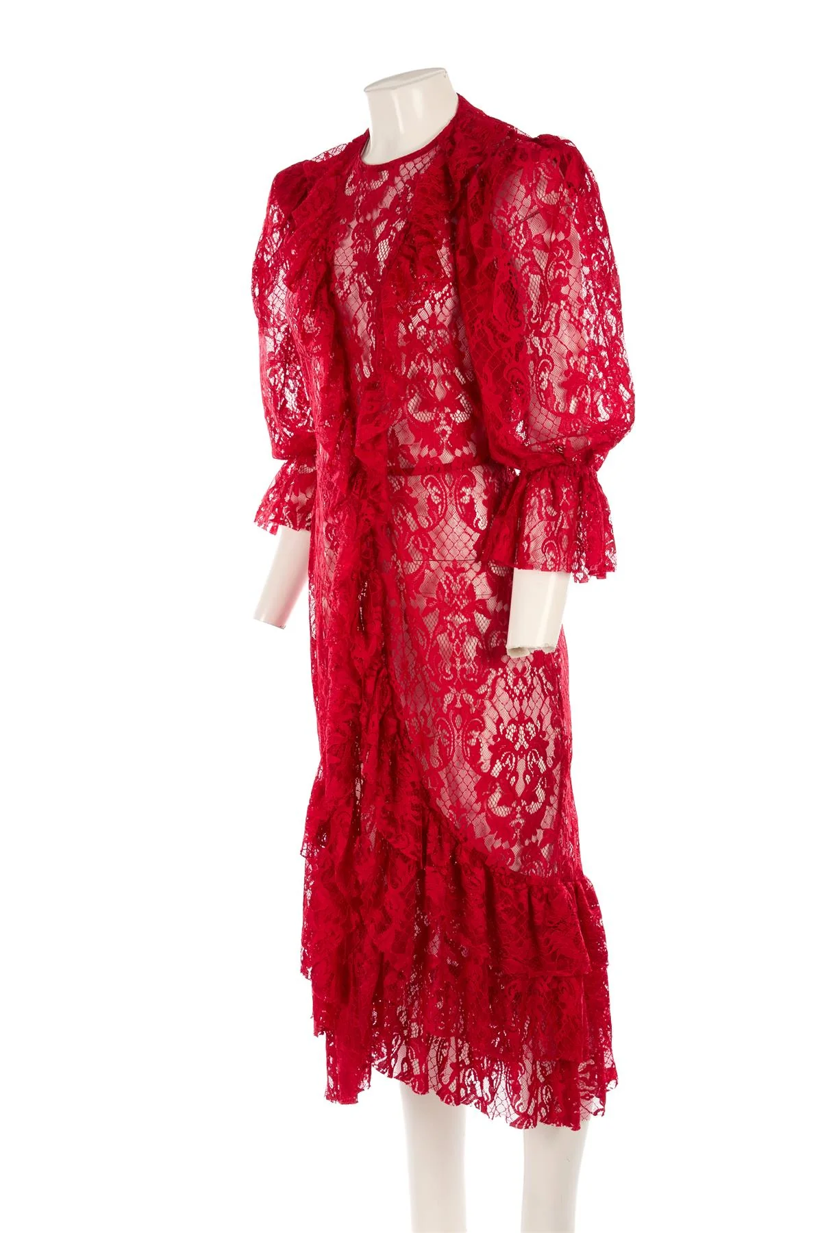 ADRIANNA DEGREAS RED LACE MIDI DRESS LARGE - Image 3