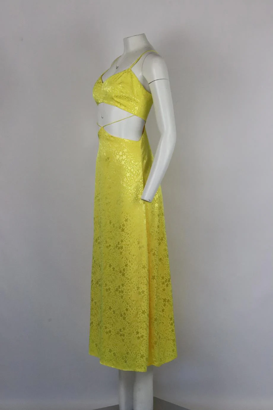 AFRM CUT OUT JACQUARD SATIN MAXI DRESS SMALL - Image 3