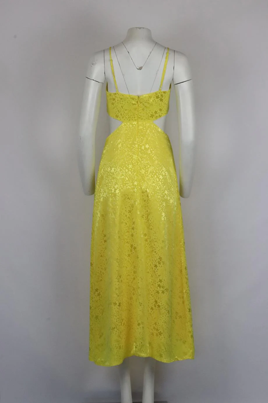 AFRM CUT OUT JACQUARD SATIN MAXI DRESS SMALL - Image 4