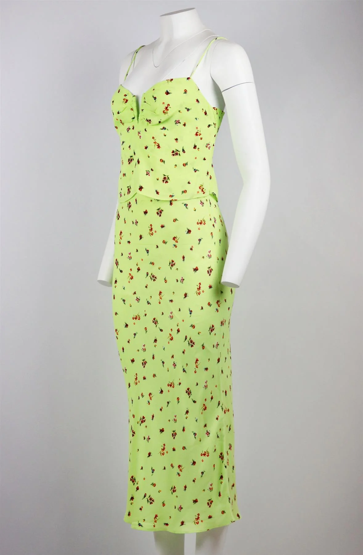AFRM FLORAL PRINT CREPE TOP AND SKIRT SMALL - Image 3