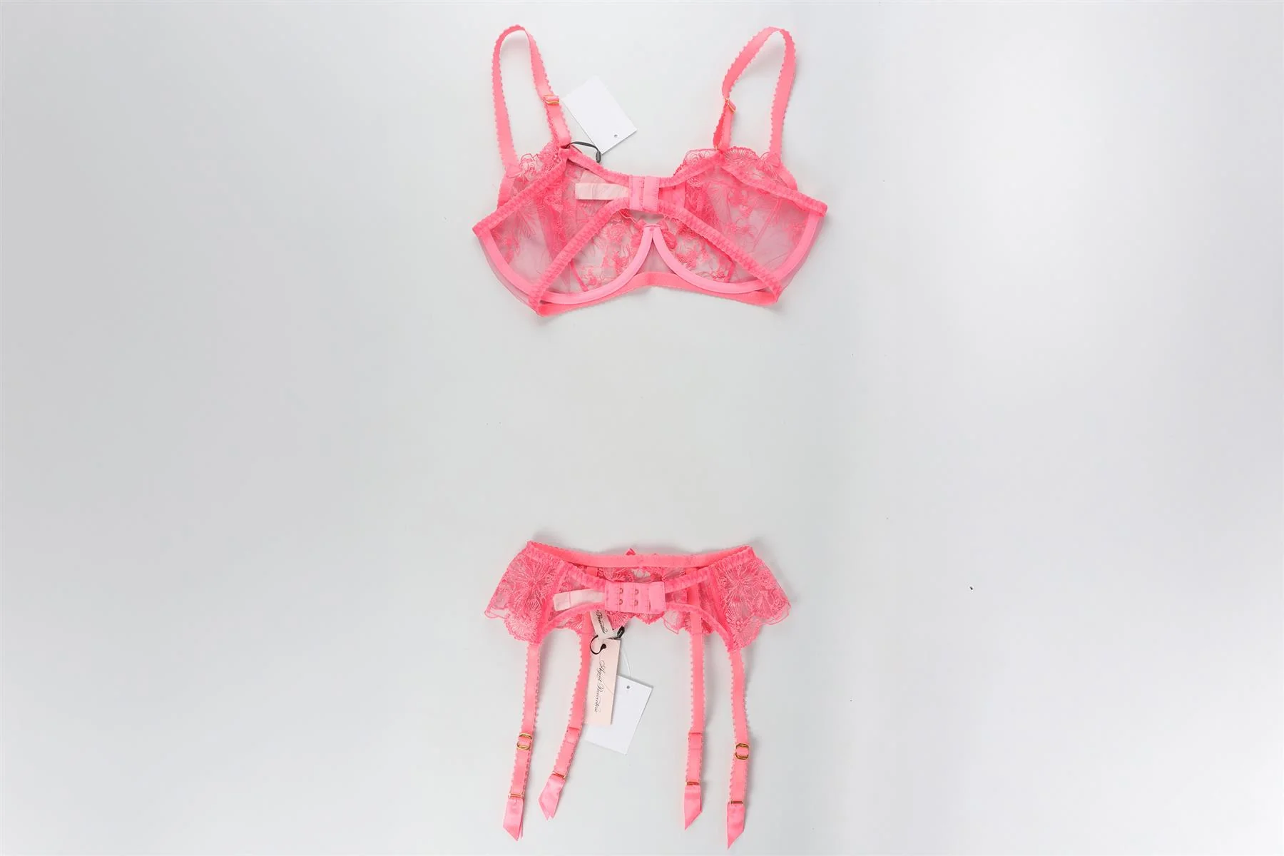 AGENT PROVOCATEUR PINK BRA AND SUSPENDER SET UK 34 E/1 - Image 5