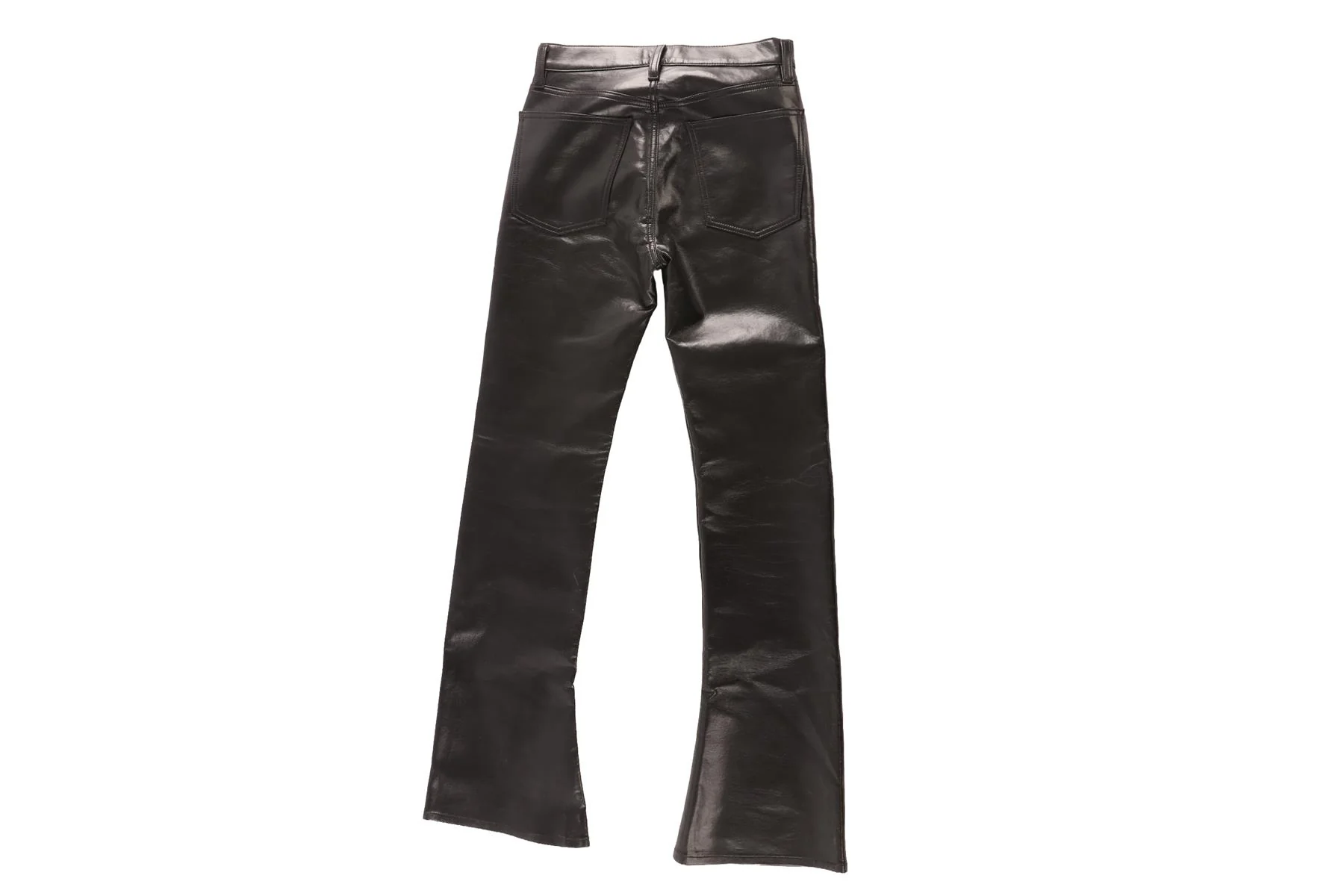 AGOLDE BLACK FAUX LEATHER FLARED PANTS W25 UK 6-8 - Image 4