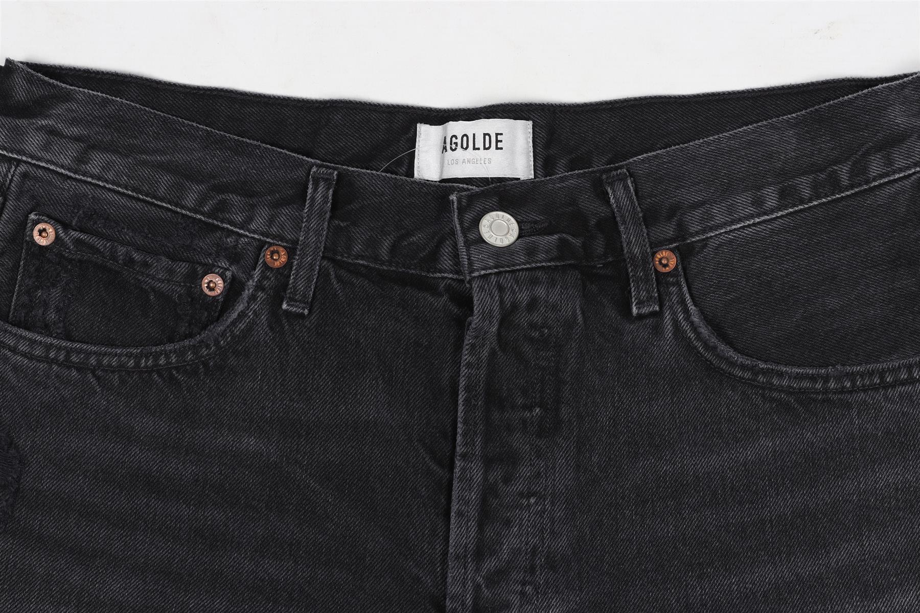 AGOLDE BLACK HIGH RISE DENIM SHORTS W28 UK 10 - Image 3