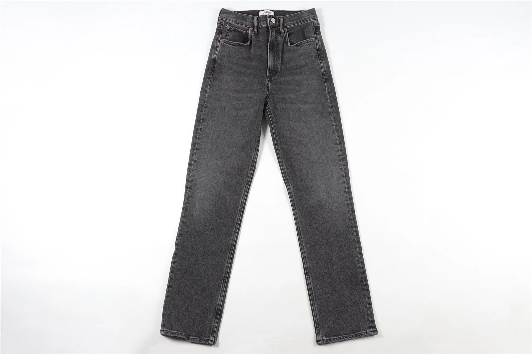 AGOLDE BLACK HIGH RISE STRAIGHT LEG JEANS W24 UK 6 - Image 2