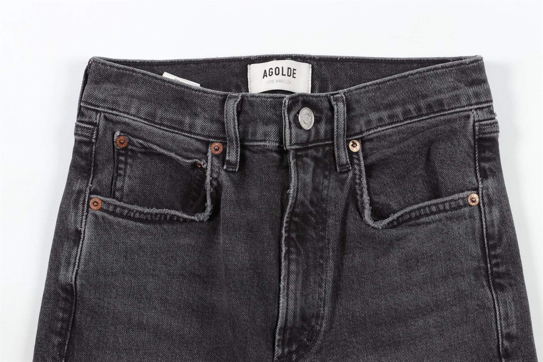 AGOLDE BLACK HIGH RISE STRAIGHT LEG JEANS W24 UK 6 - Image 3
