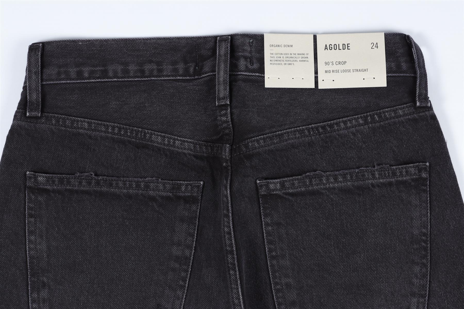 AGOLDE BLACK HIGH RISE STRAIGHT LEG JEANS W24 UK 6 - Image 5