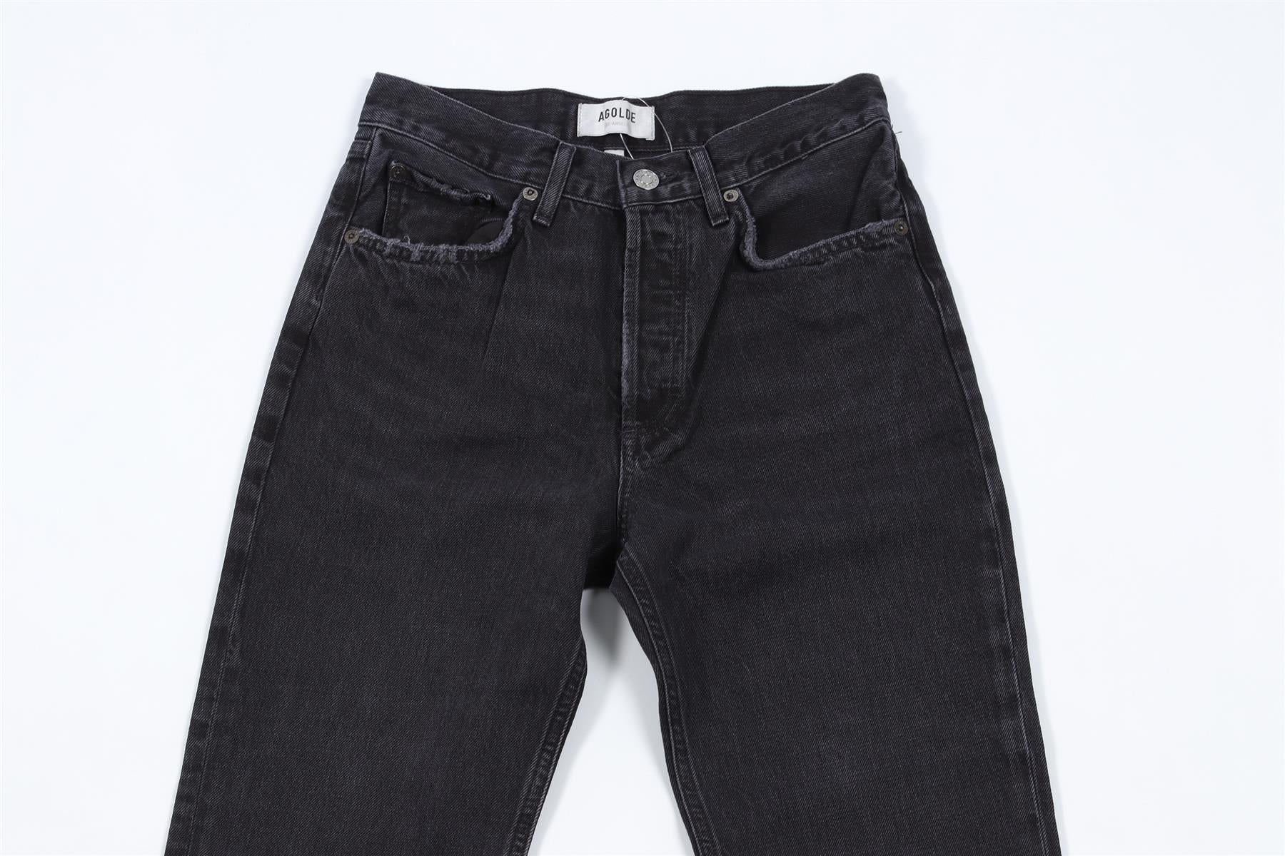 AGOLDE BLACK HIGH RISE STRAIGHT LEG JEANS W24 UK 6 - Image 3