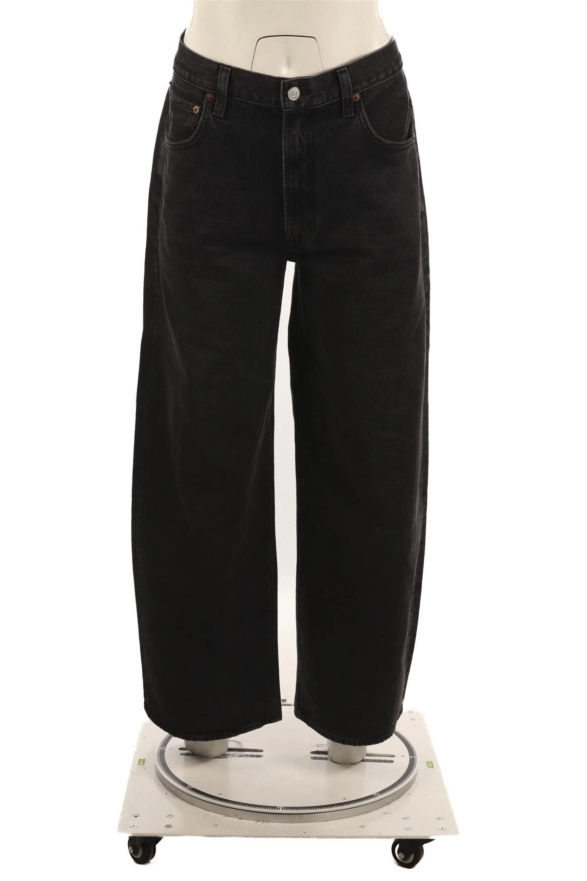 AGOLDE BLACK HIGH RISE WIDE LEG PANTS W30 UK 12 - Image 2