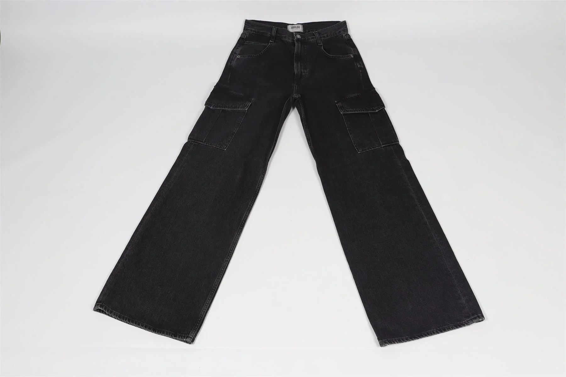 AGOLDE BLACK WIDE LEG JEANS W 24 UK 6 - Image 3