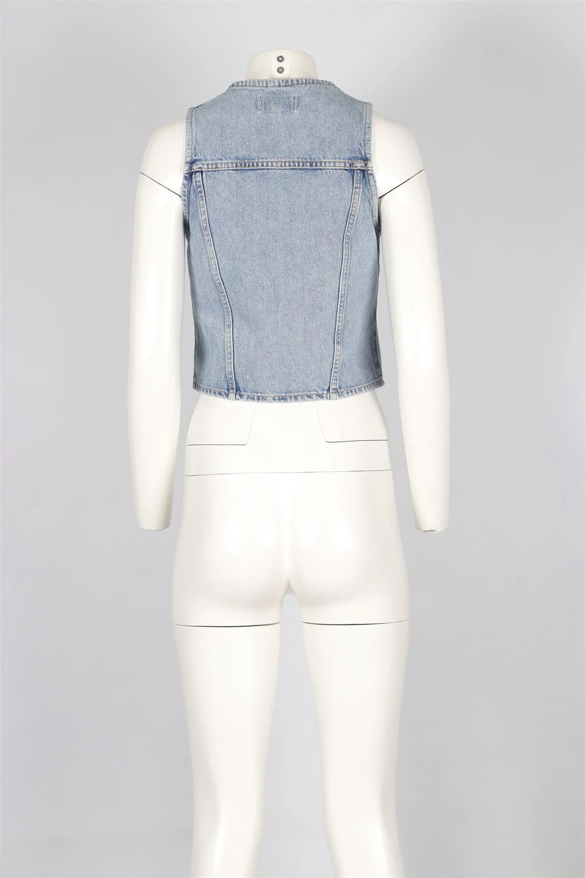 AGOLDE BLUE DENIM WAISTCOAT SMALL - Image 4