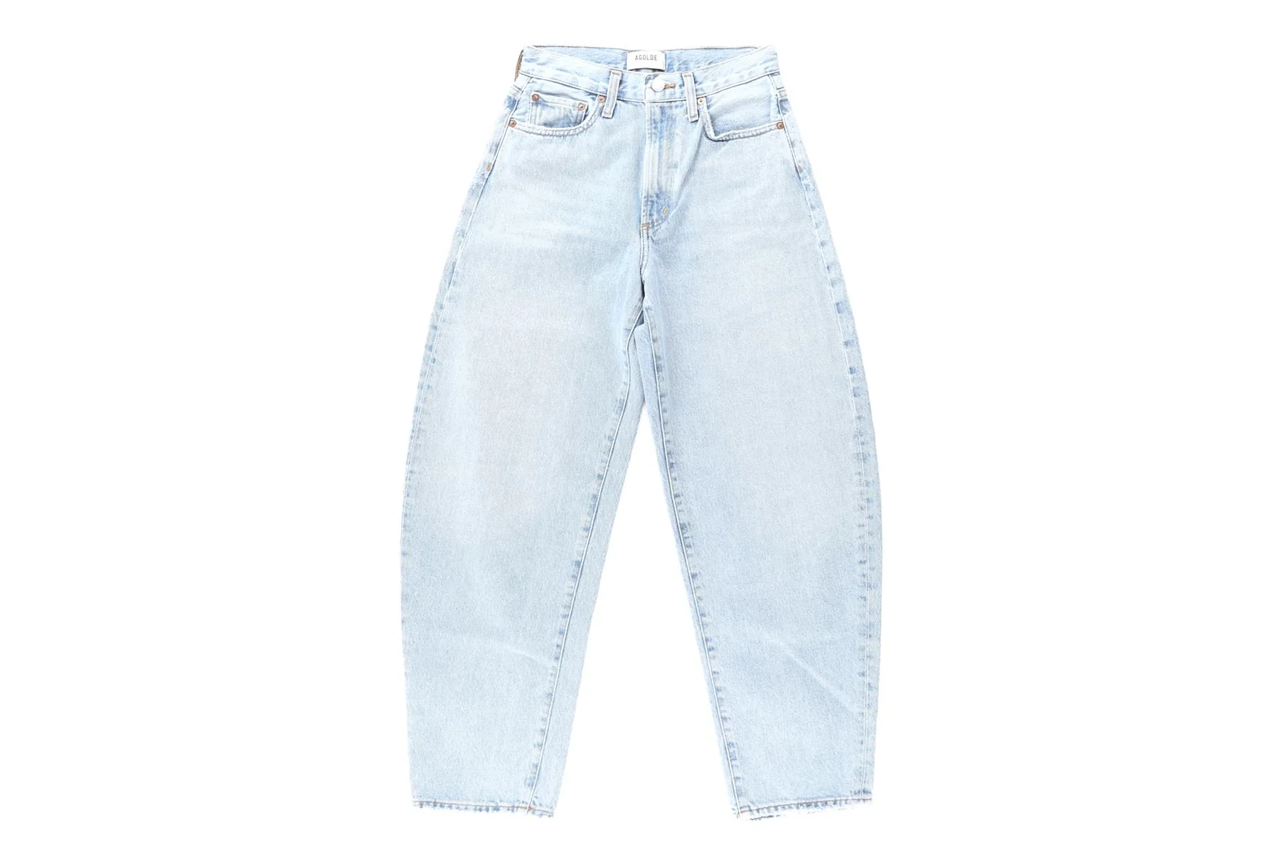 AGOLDE BLUE HIGH RISE BARREL LEG JEANS W24 UK 6 - Image 2