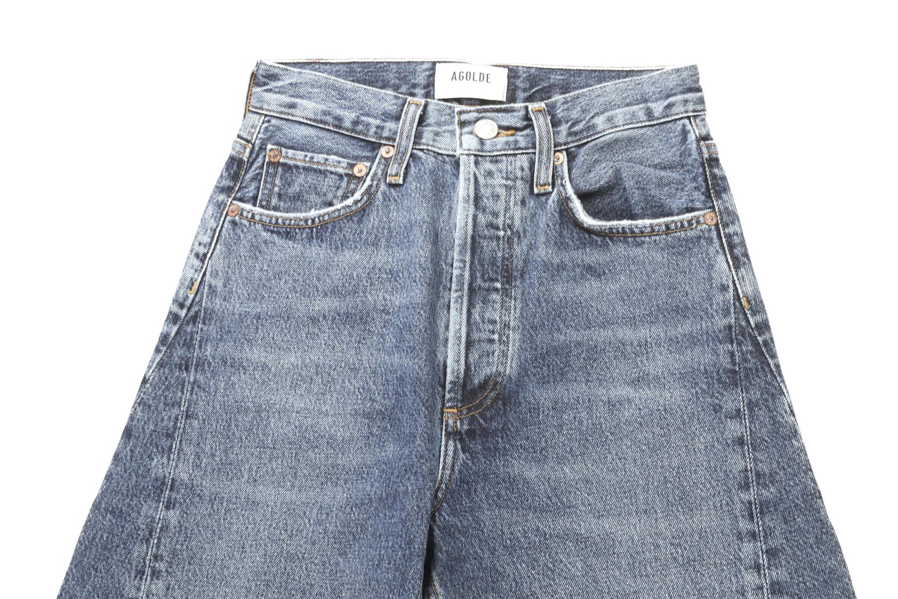 AGOLDE BLUE HIGH RISE BARREL LEG JEANS W24 UK 6 - Image 3