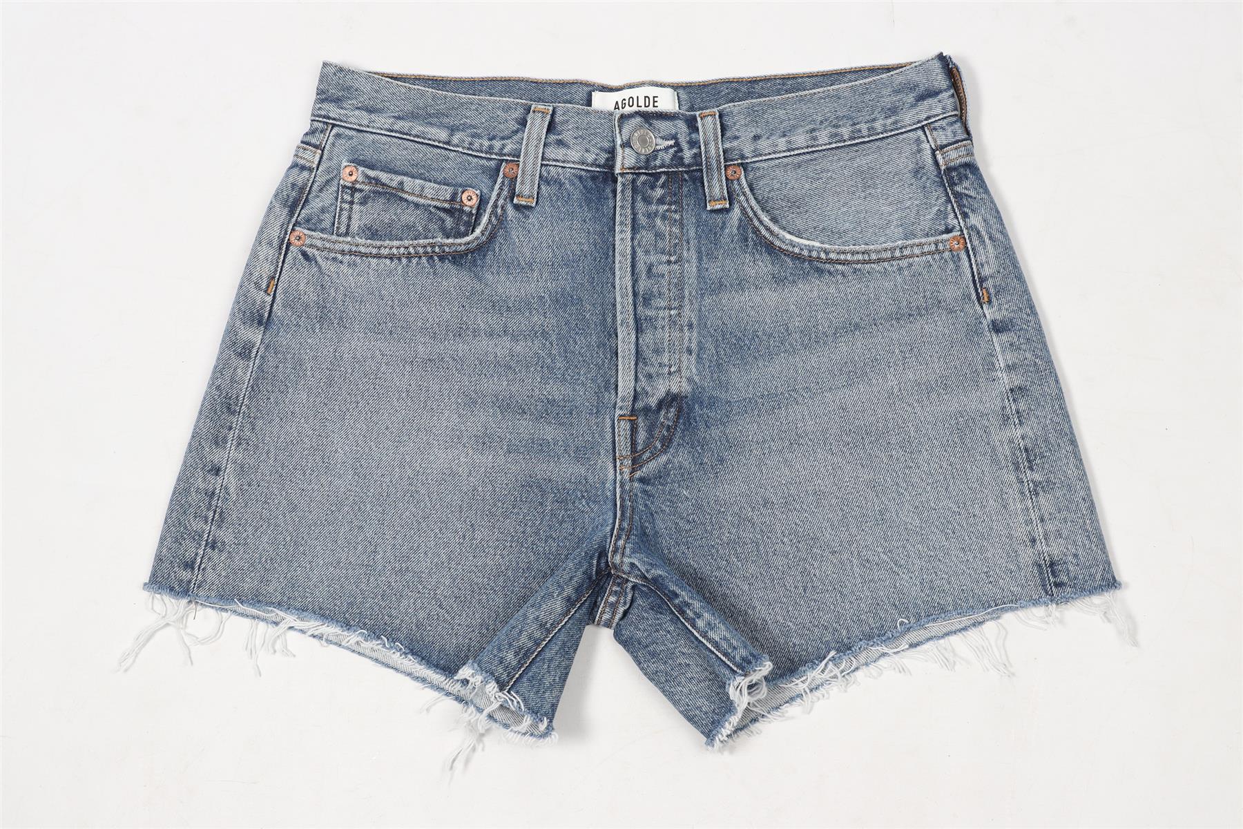 AGOLDE BLUE HIGH RISE DENIM SHORTS W27 UK 8-10 - Image 2