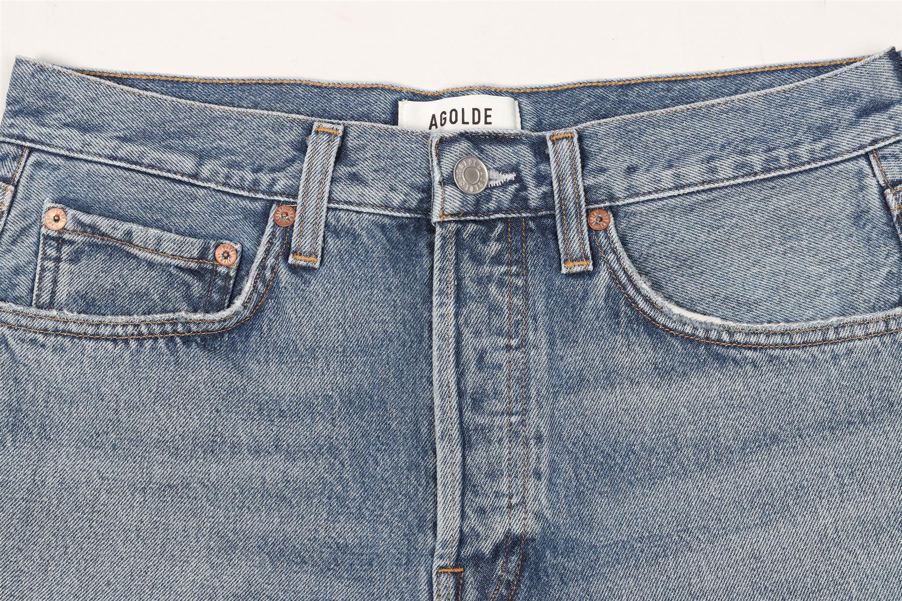 AGOLDE BLUE HIGH RISE DENIM SHORTS W27 UK 8-10 - Image 3