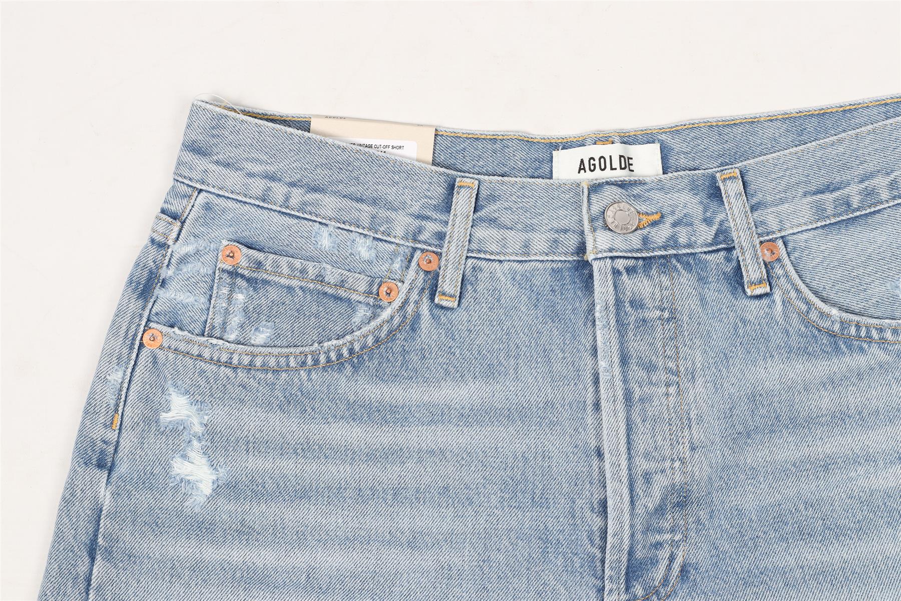 AGOLDE BLUE HIGH RISE DENIM SHORTS W28 UK 10 - Image 3