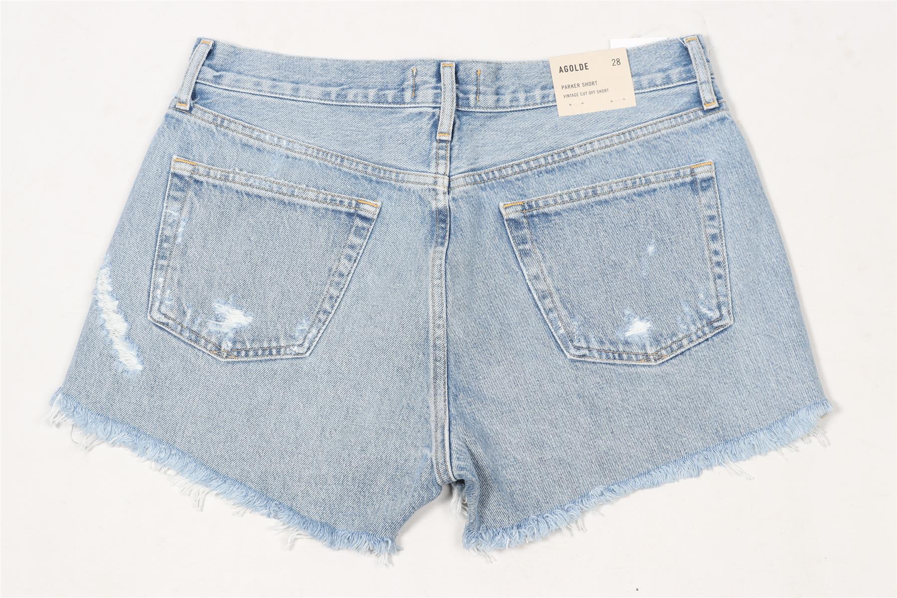 AGOLDE BLUE HIGH RISE DENIM SHORTS W28 UK 10 - Image 4