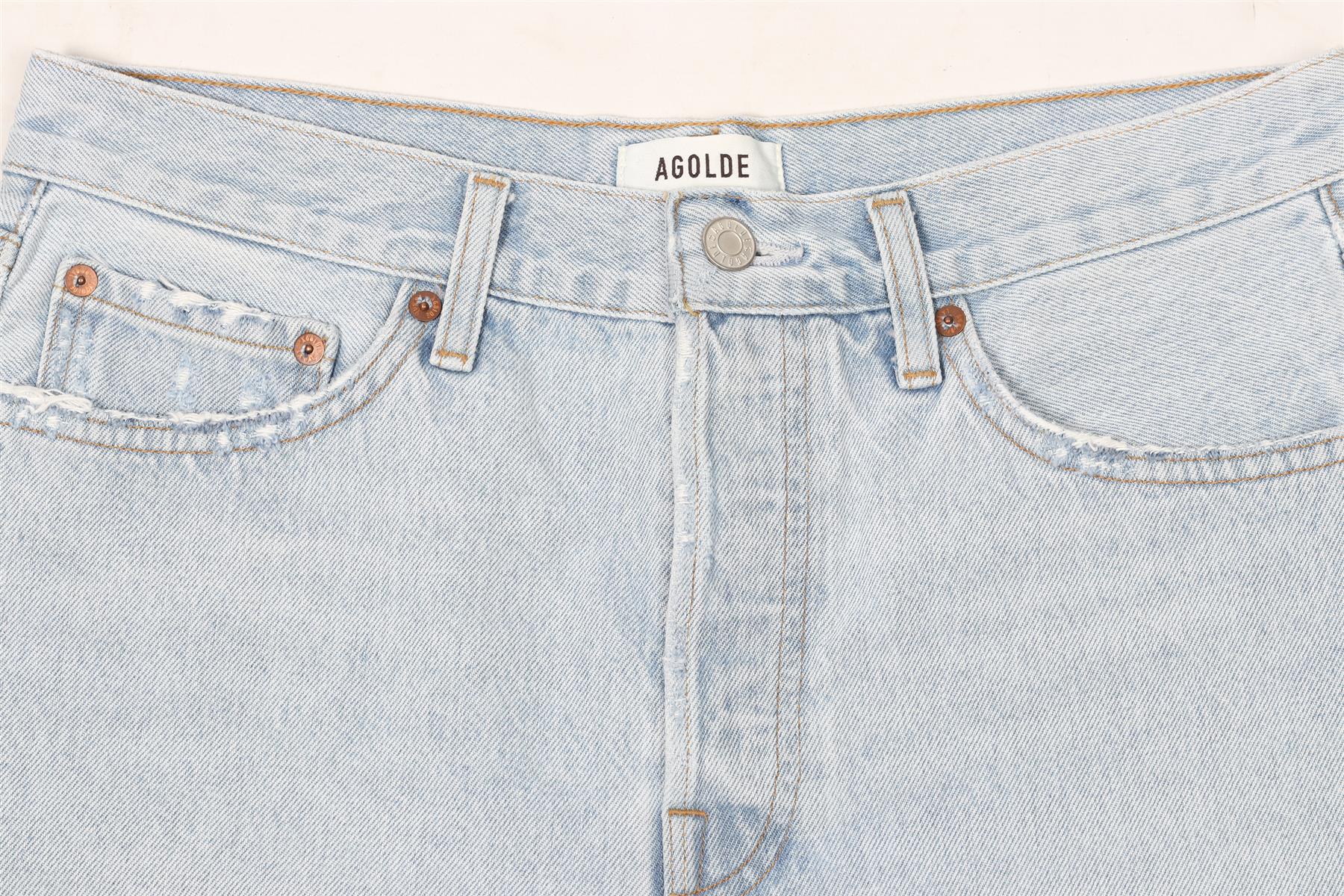 AGOLDE BLUE HIGH RISE DENIM SHORTS W28 UK 10 - Image 3