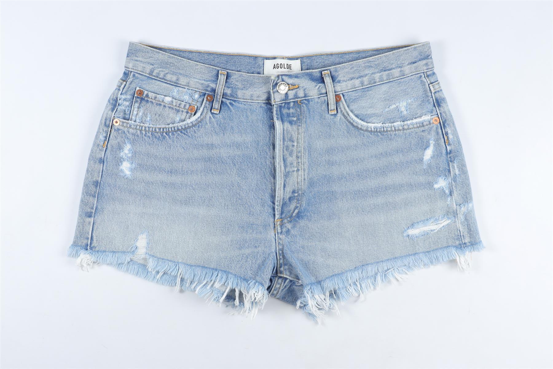 AGOLDE BLUE HIGH RISE DENIM SHORTS W30 UK 12 - Image 2