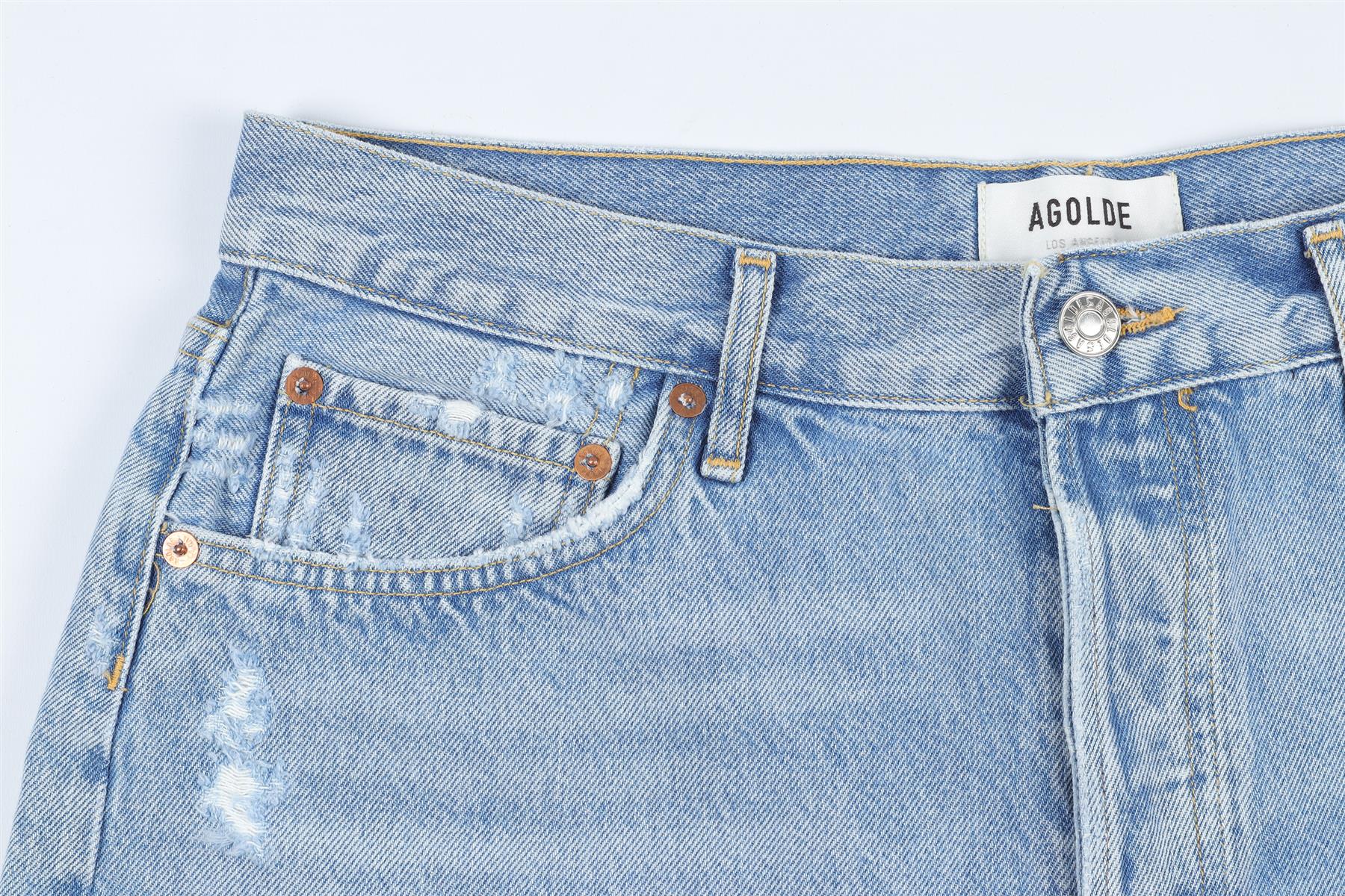 AGOLDE BLUE HIGH RISE DENIM SHORTS W30 UK 12 - Image 3