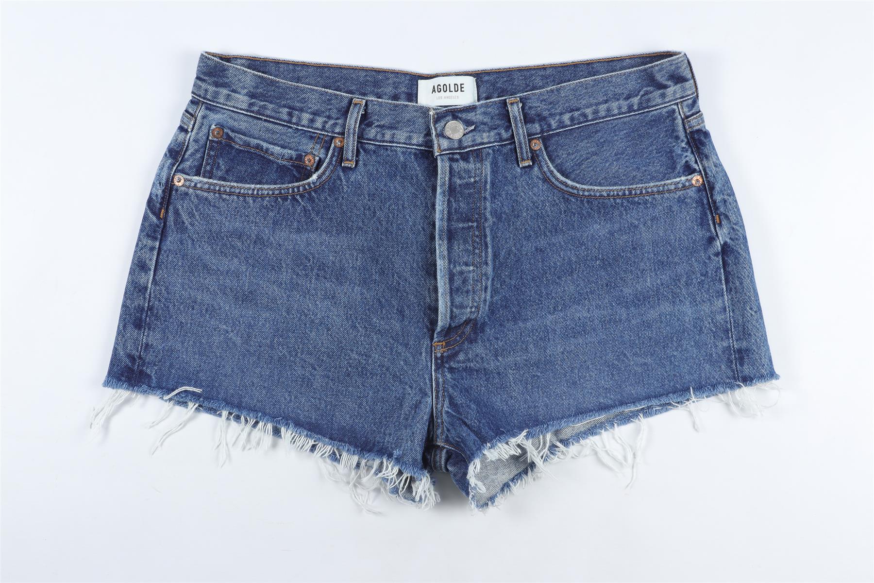 AGOLDE BLUE HIGH RISE DENIM SHORTS W30 UK 12 - Image 2