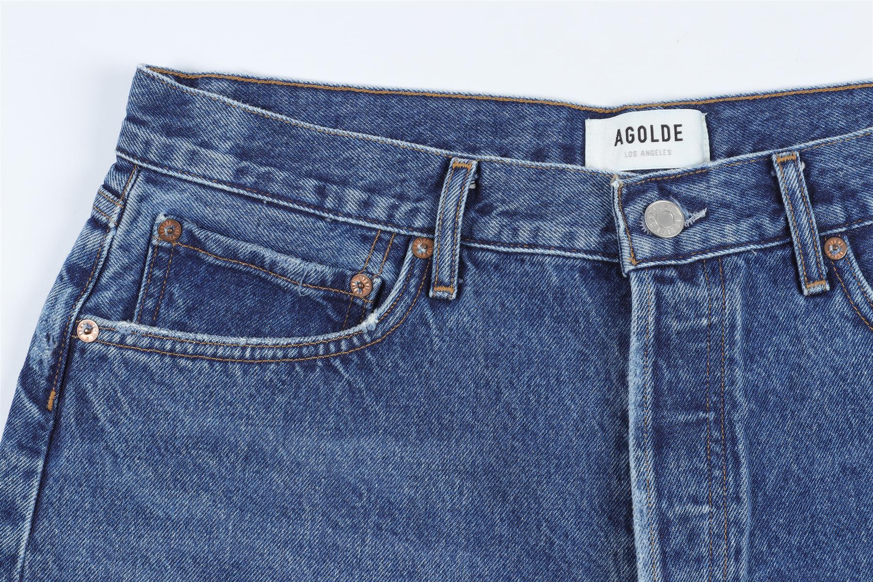 AGOLDE BLUE HIGH RISE DENIM SHORTS W30 UK 12 - Image 3