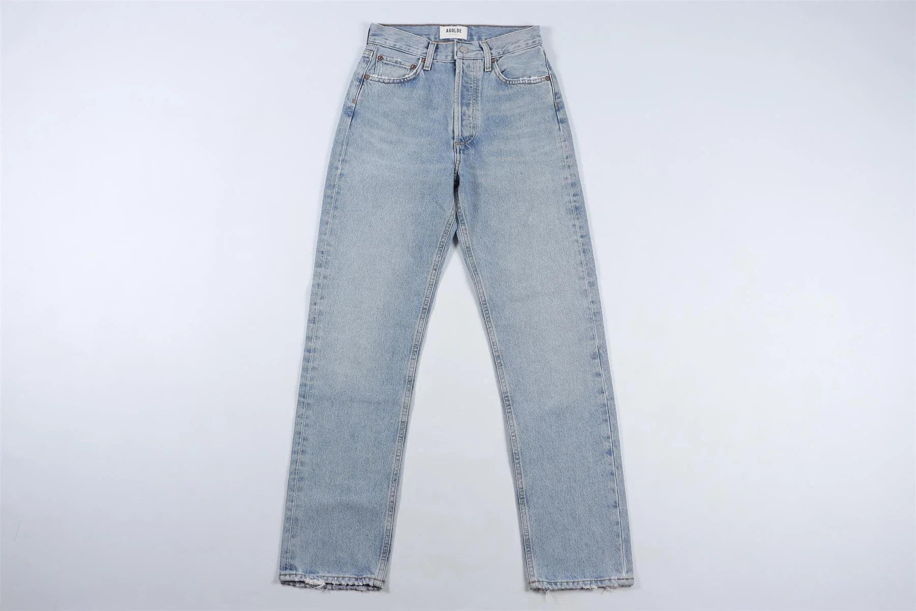 AGOLDE BLUE HIGH RISE STRAIGHT LEG JEANS W24 UK 6 - Image 2
