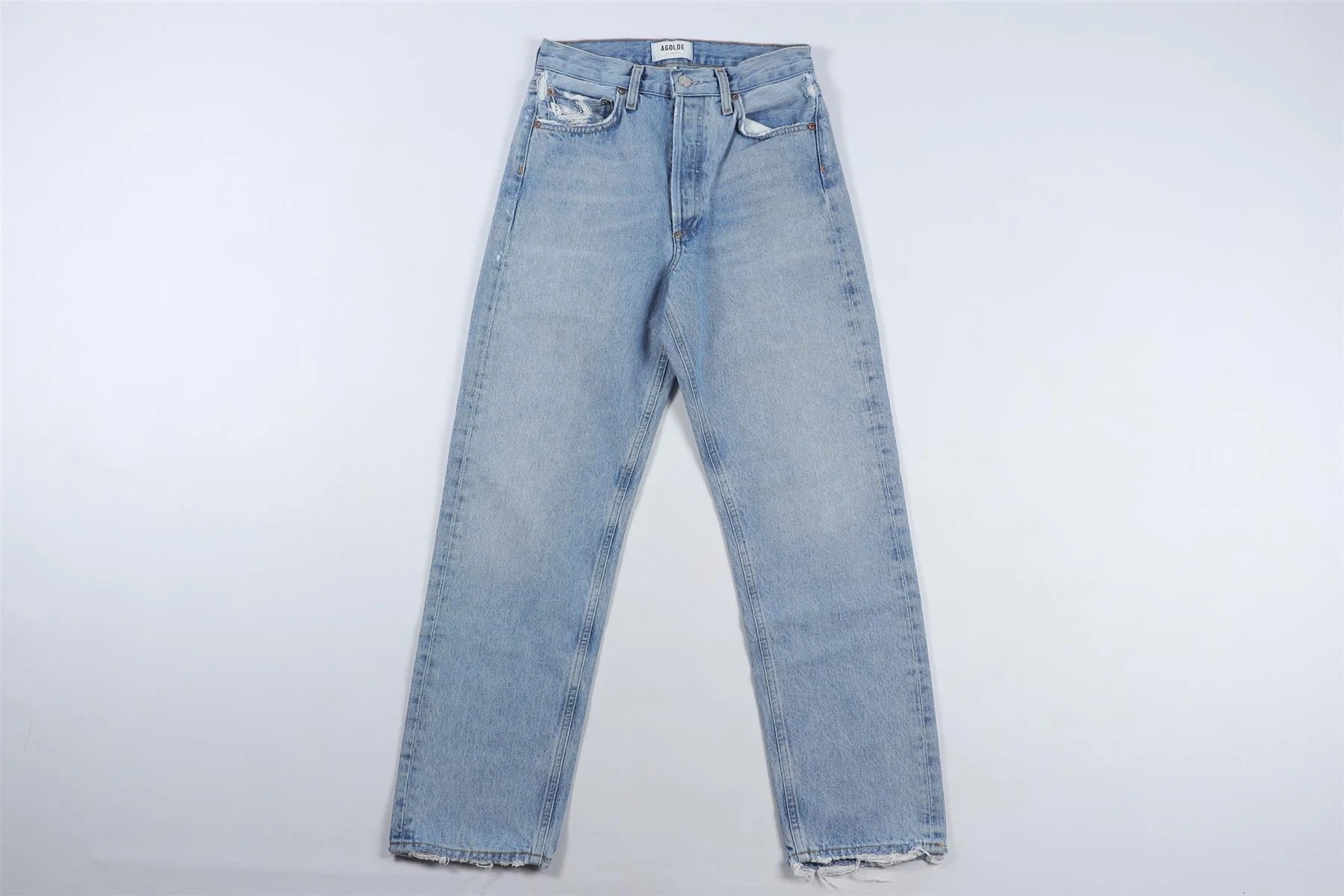 AGOLDE BLUE HIGH RISE STRAIGHT LEG JEANS W24 UK 6 - Image 2