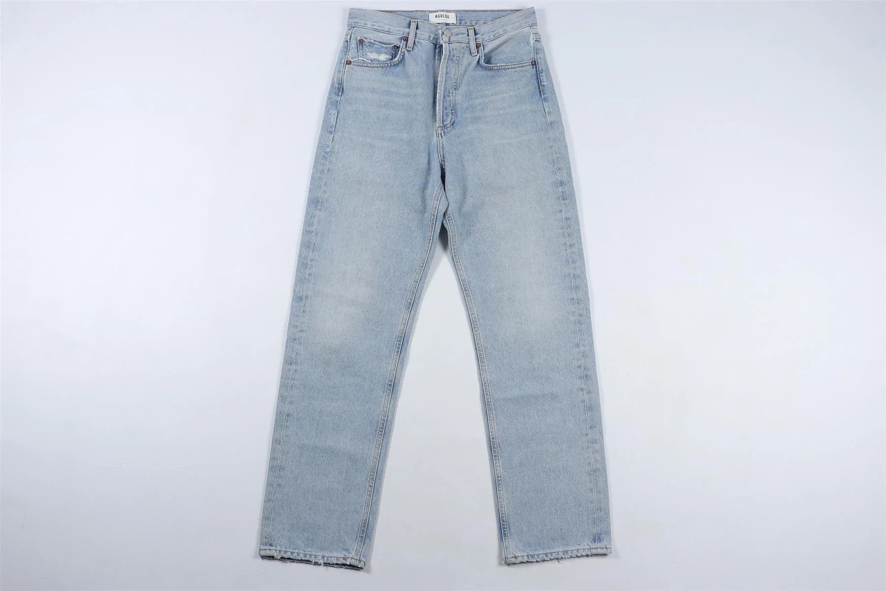 AGOLDE BLUE HIGH RISE STRAIGHT LEG JEANS W24 UK 6 - Image 2