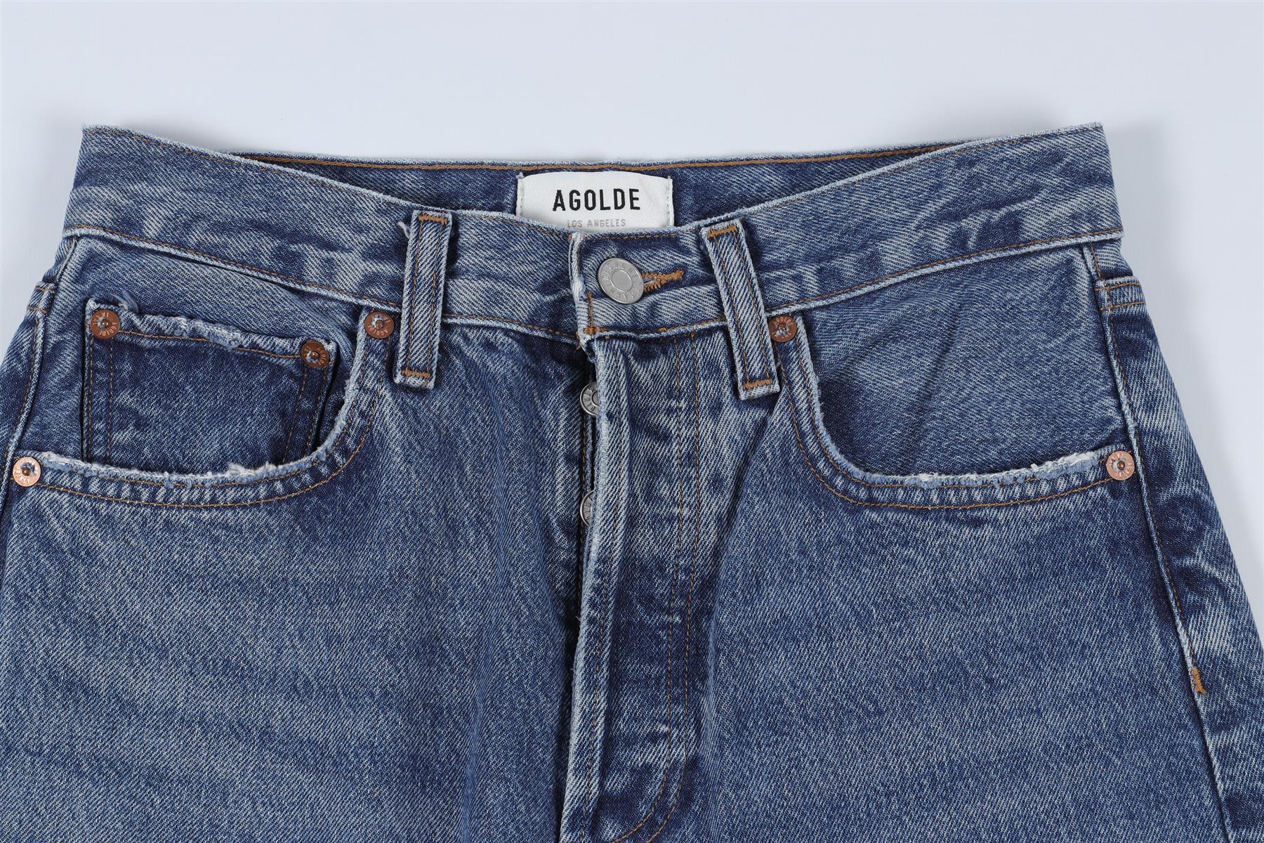 AGOLDE BLUE HIGH RISE STRAIGHT LEG JEANS W24 UK 6 - Image 3