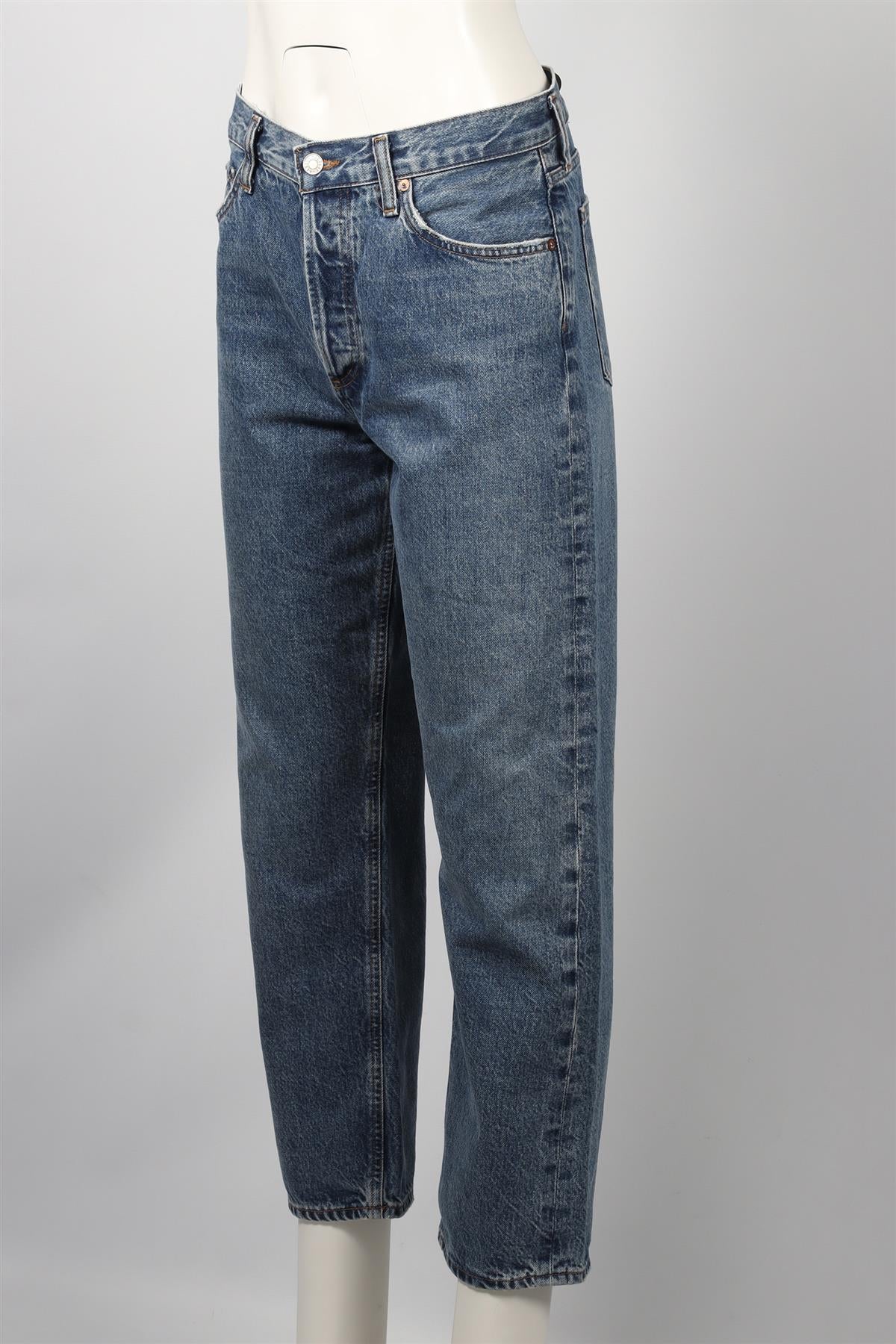 AGOLDE BLUE HIGH RISE STRAIGHT LEG JEANS W27 UK 8-10 - Image 4
