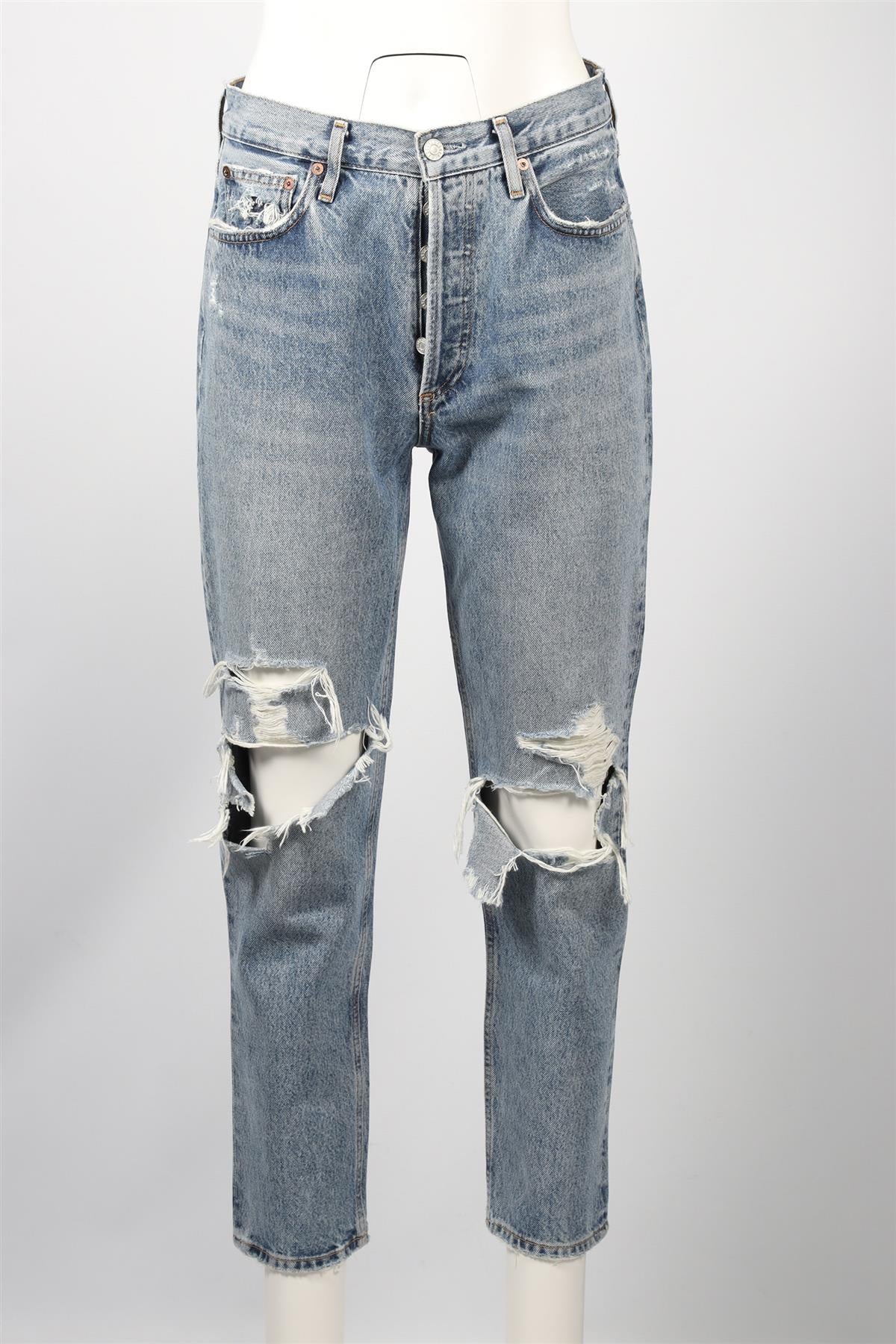 AGOLDE BLUE HIGH RISE STRAIGHT LEG JEANS W27 UK 8-10 - Image 2