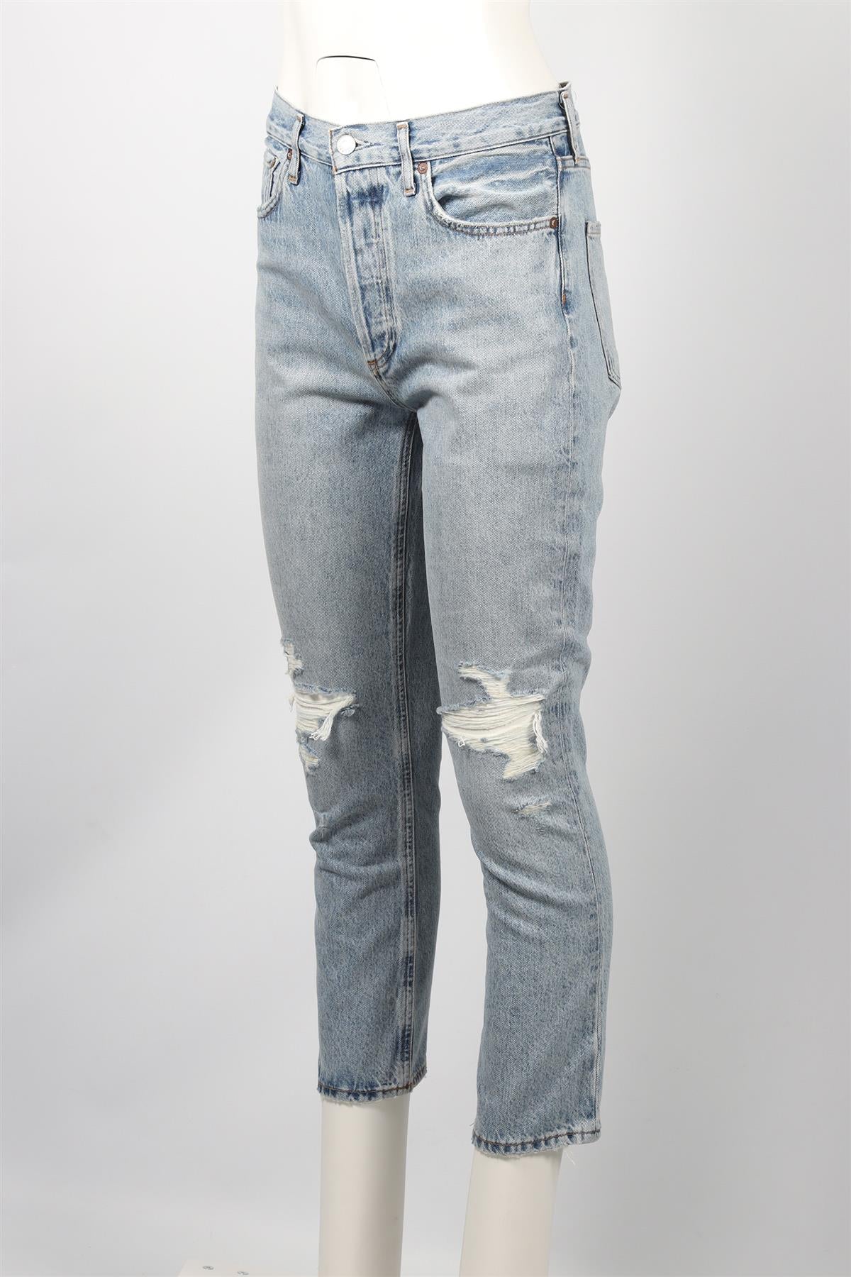 AGOLDE BLUE HIGH RISE STRAIGHT LEG JEANS W27 UK 8-10 - Image 3
