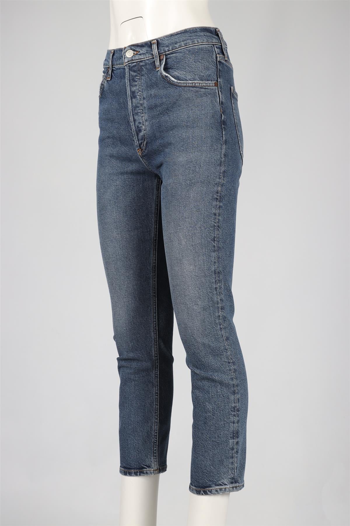 AGOLDE BLUE HIGH RISE STRAIGHT LEG JEANS W27 UK 8-10 - Image 3