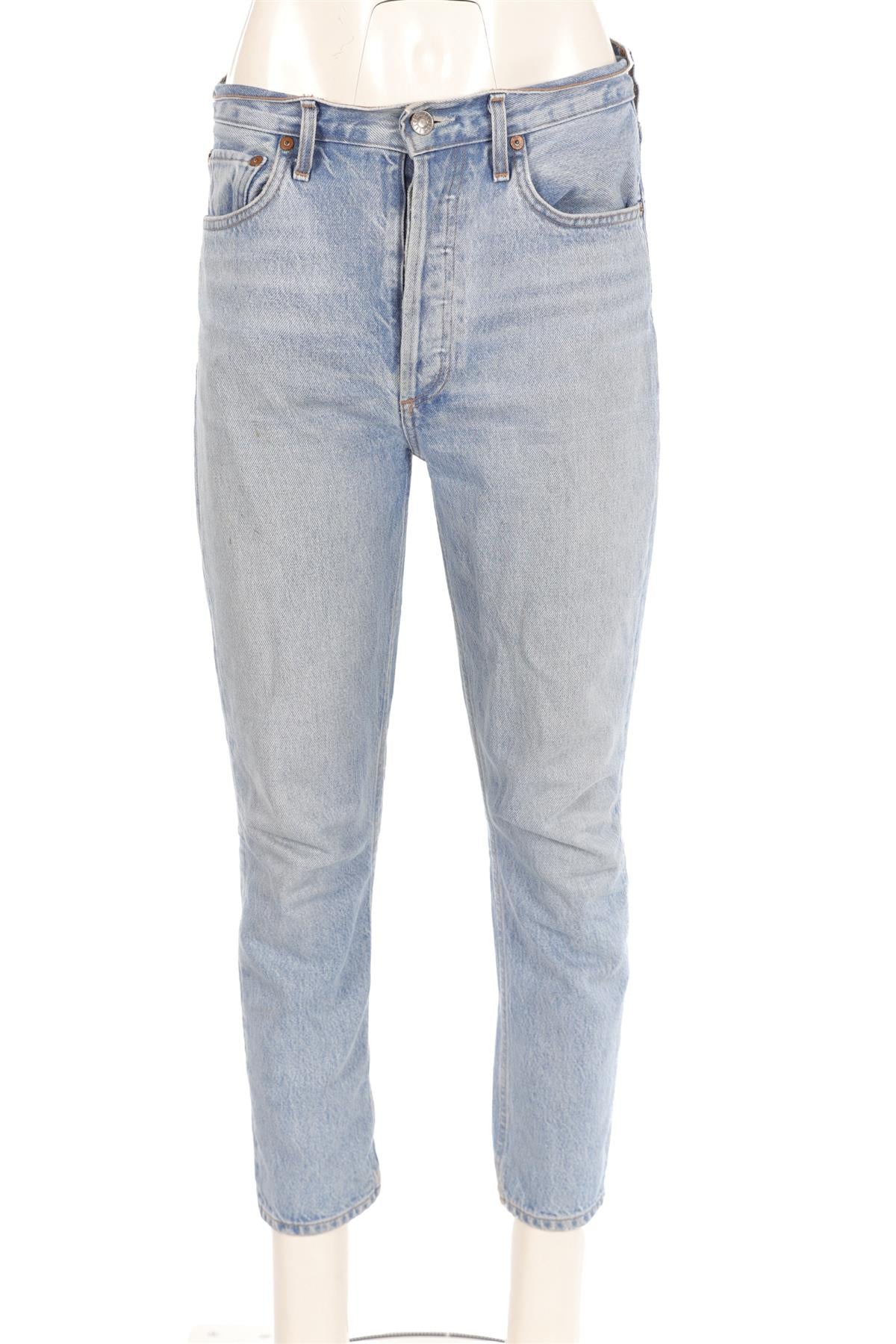 AGOLDE BLUE HIGH RISE STRAIGHT LEG JEANS W27 UK 8-10 - Image 2