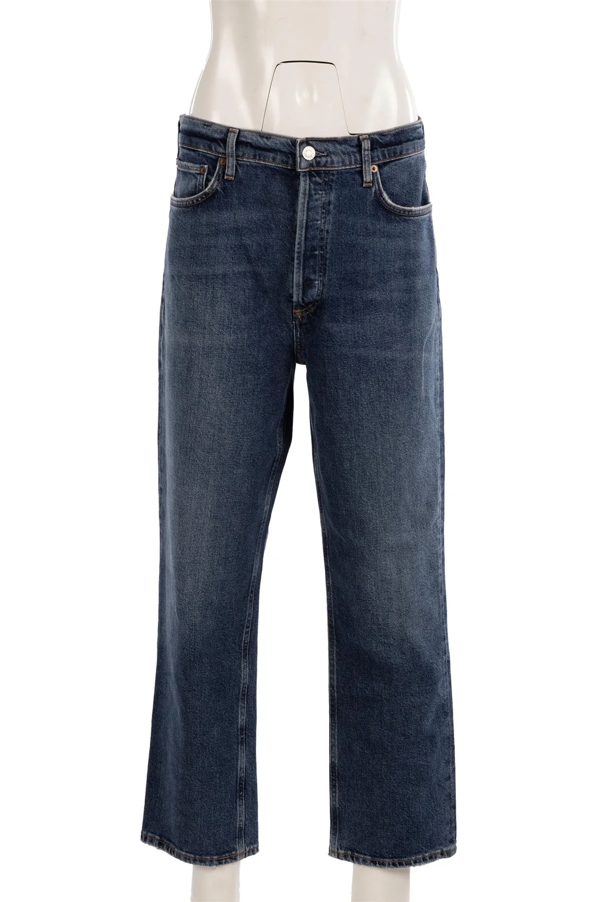 AGOLDE BLUE HIGH RISE STRAIGHT LEG JEANS W30 UK 12 - Image 3