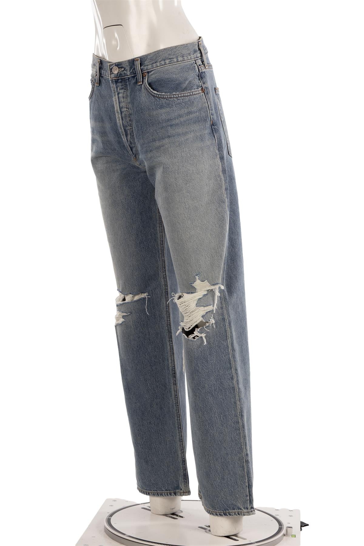 AGOLDE BLUE HIGH RISE STRAIGHT LEG JEANS W30 UK 12 - Image 3