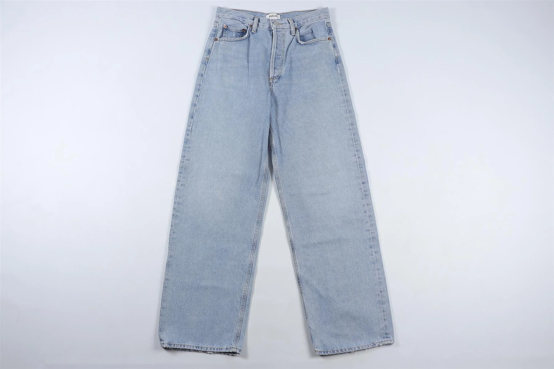 AGOLDE BLUE HIGH RISE WIDE LEG JEANS W24 UK 6 - Image 2