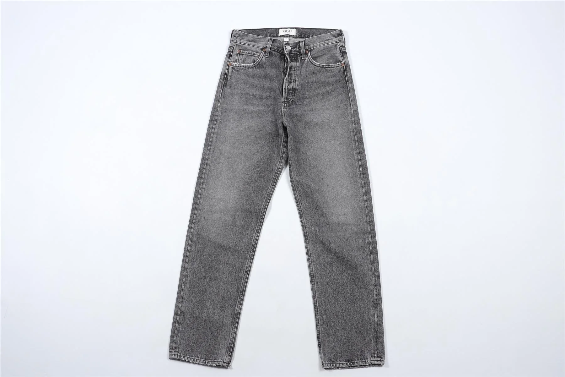 AGOLDE GREY HIGH RISE STRAIGHT LEG JEANS W24 UK 6 - Image 2