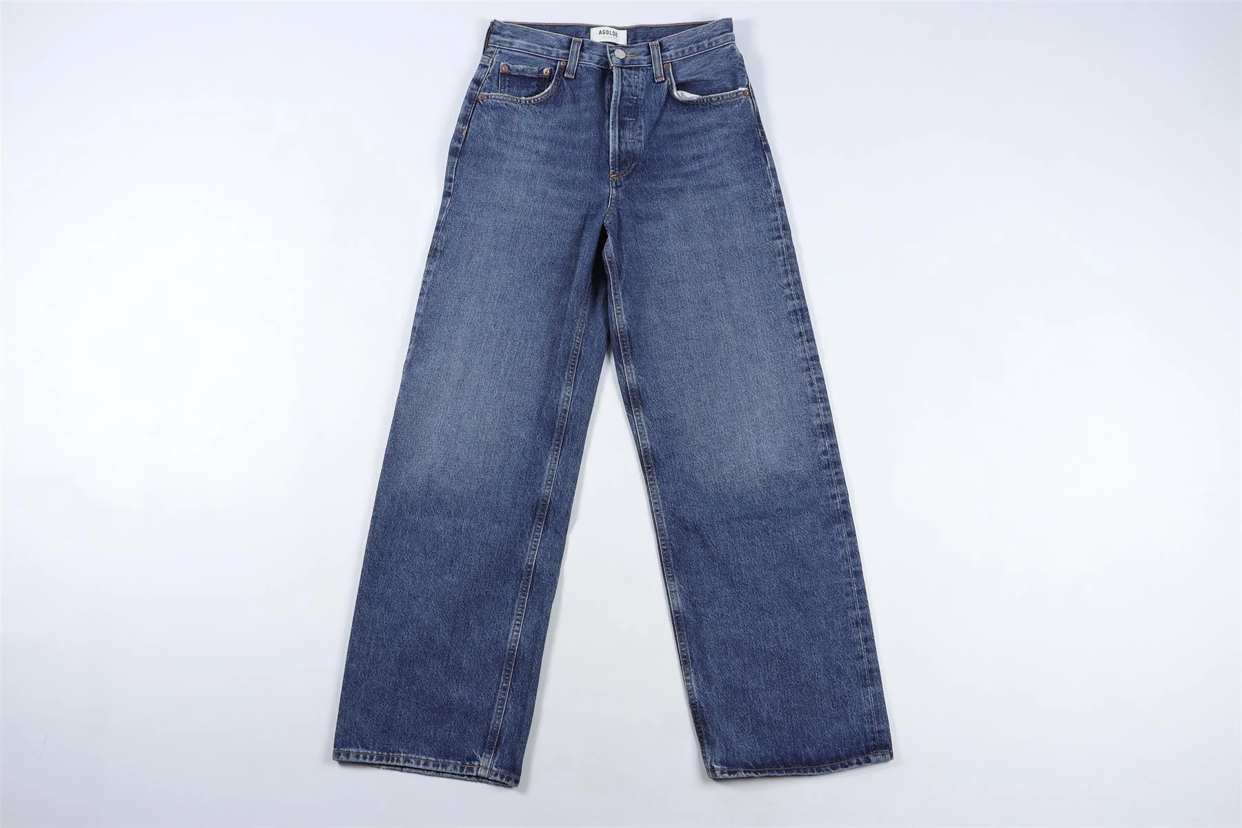 AGOLDE NAVY HIGH RISE WIDE LEG JEANS W23 UK 4 - Image 2
