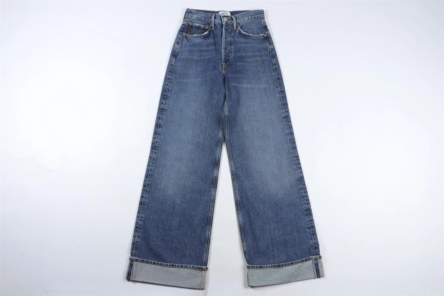 AGOLDE NAVY HIGH RISE WIDE LEG JEANS W23 UK 4 - Image 2
